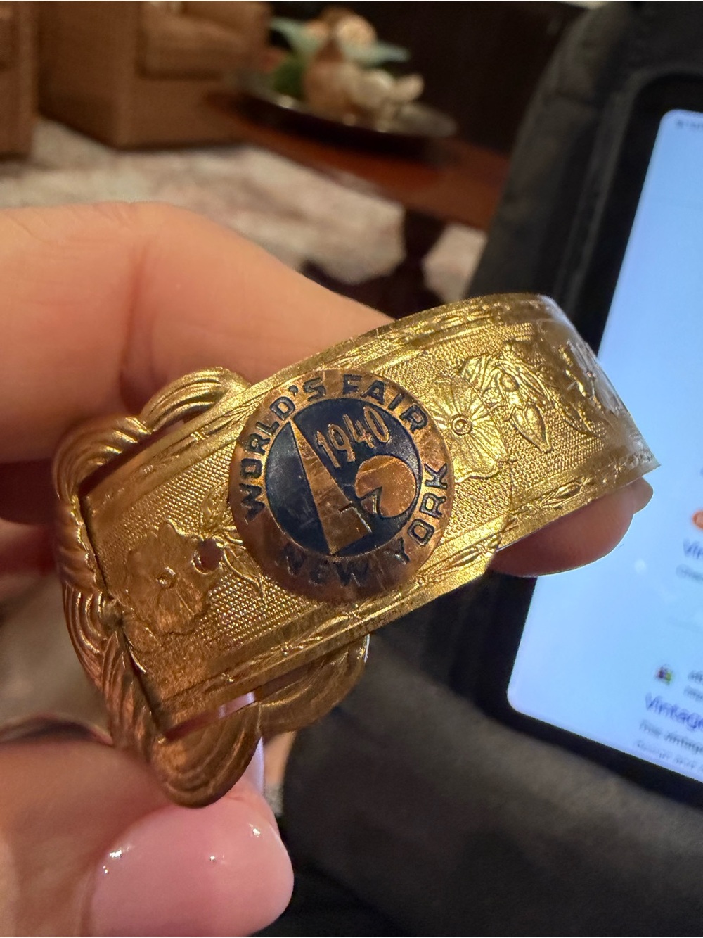 Vintage 1940 World's Fair Gold-Tone Bracelet